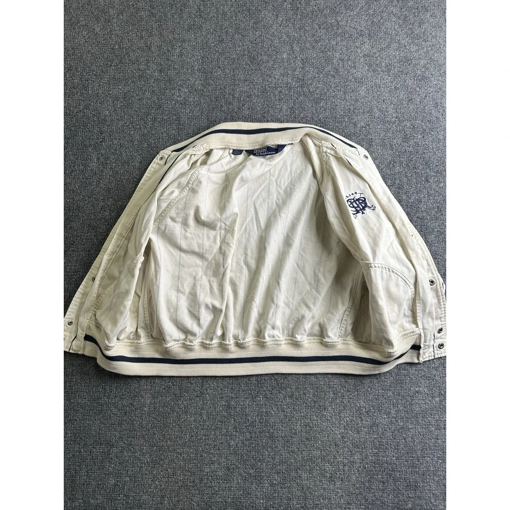 Mens 90s Polo by Ralph Lauren Striped Snap Front Bomber Jacket, Size M